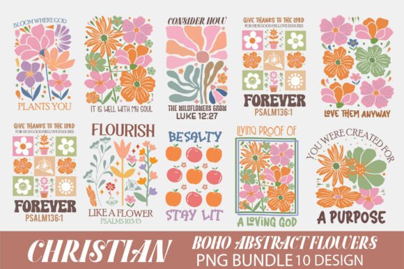 Christian Boho Flowers PNG Bundle