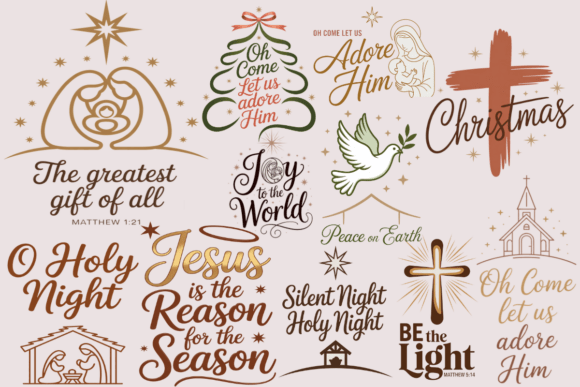 Christian Christmas SVG Bundle: Graphics & T-Shirt Designs