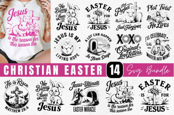 Christian Easter SVG PNG Bundle: Graphics for T-Shirt Designs