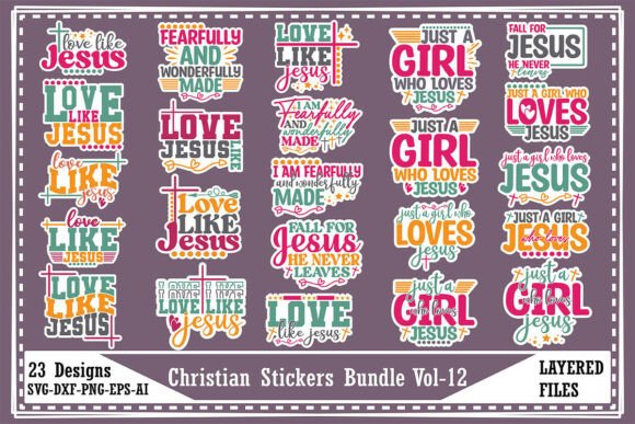Christian Stickers Bundle Vol-12: Graphics for T-Shirt Designs