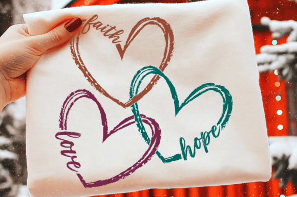 Faith Hope Love Hearts SVG: Christian Graphics for T-Shirt Designs